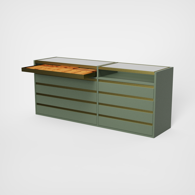 KeyShot-render: eiland E01 met bakjes van Sortwell